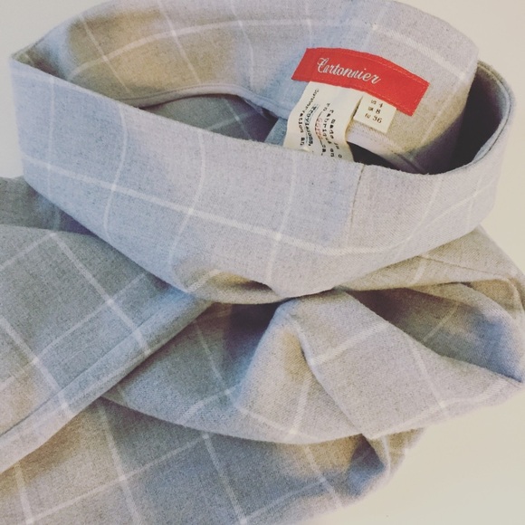 Anthropologie Cartonnier Grey Windowpane Gingham Pants Size 4 - Picture 8 of 8